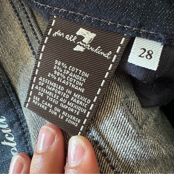 7 For All Mankind Boot Cut Low Rise Dark Wash Jeans Y2K Style - Picture 6 of 7